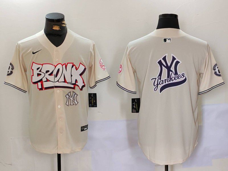 Men New York Yankees Blank Cream joint name 2024 Nike MLB Jersey style 9